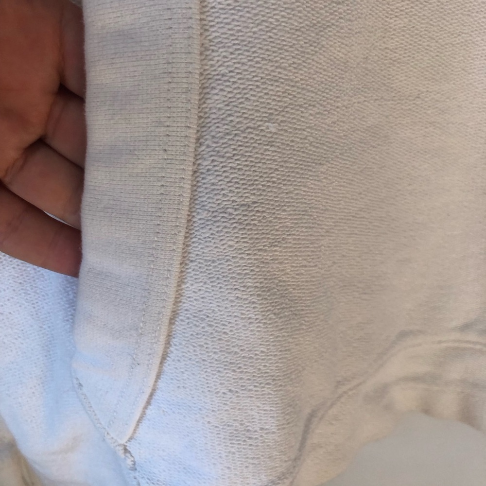 American Eagle Light Weight Cream Hoodie Pullover with Navy Stripe Medium - Picture 3 of 10